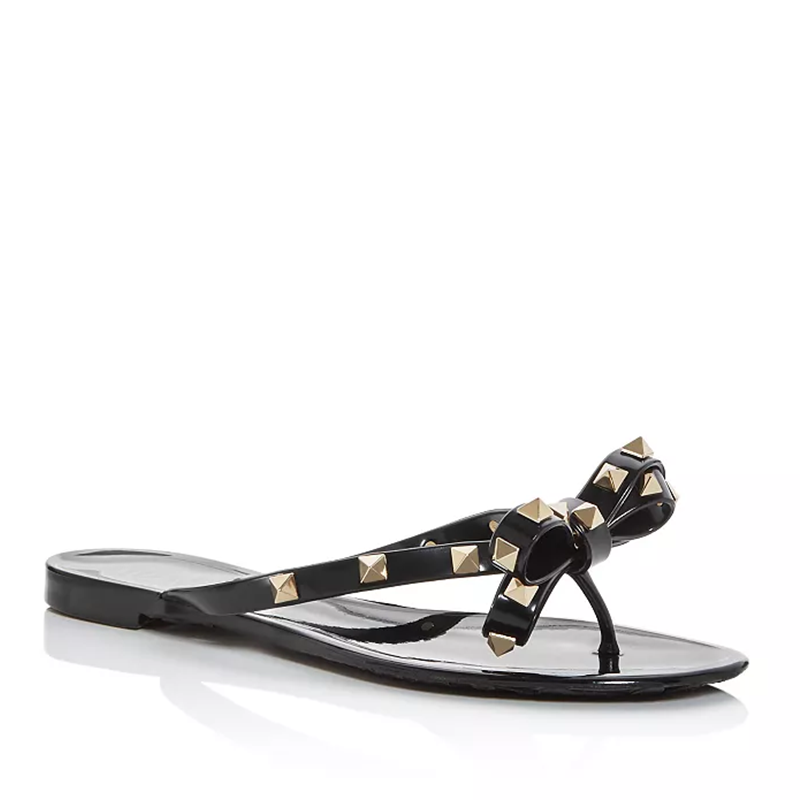 Opp France Women’s Low-heeled Summer Rockstud Slippers Sandals Black