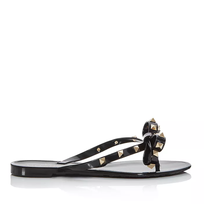 opp france Women’s Low-heeled Summer Rockstud Slippers Sandals Black