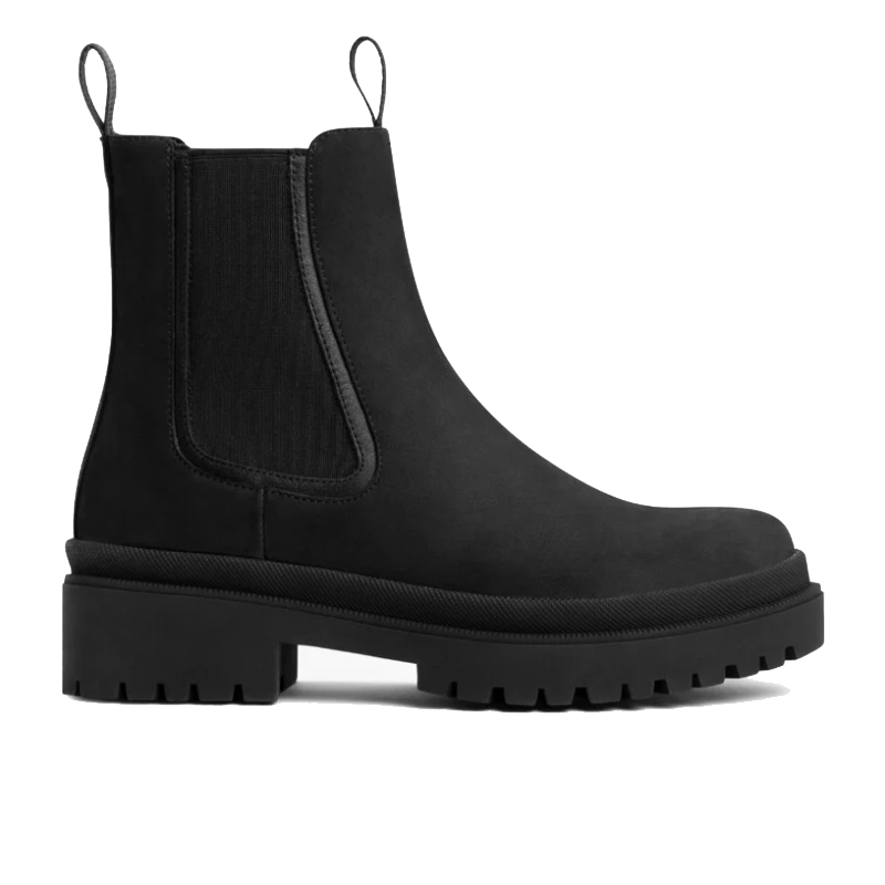 opp france Women’s Matte Leather Vintage High Top Platform Slip-on Boots Black Matte