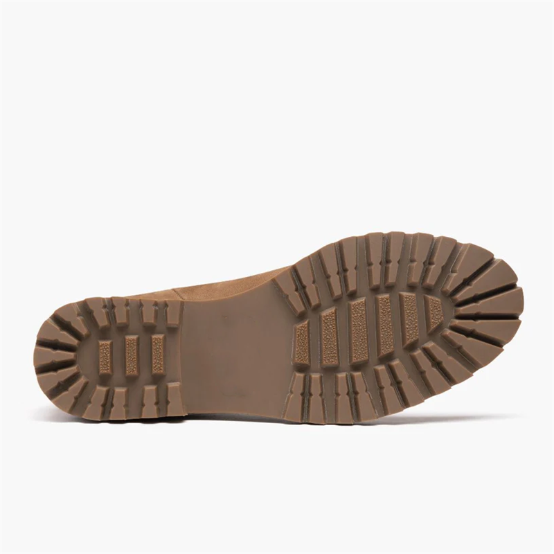 Opp France Women’s Matte Leather Vintage Solid Color Thick Sole Slip-on Boots Pebble