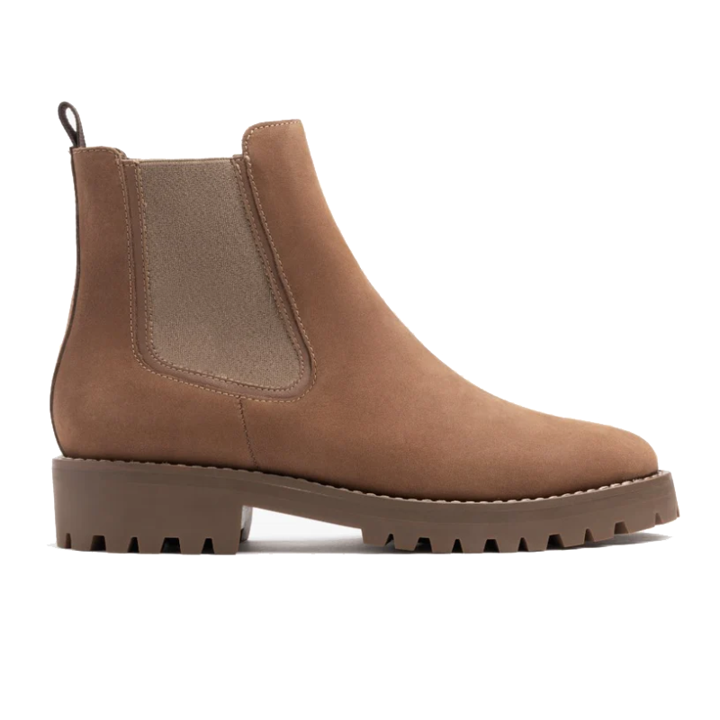 opp france Women’s Matte Leather Vintage Solid Color Thick Sole Slip-on Boots Pebble