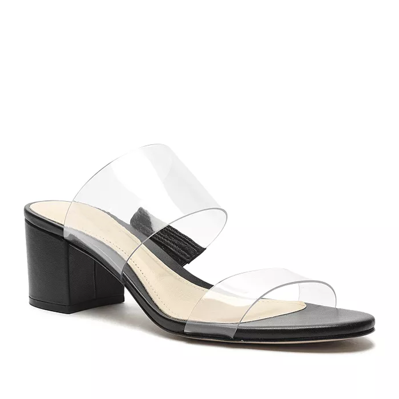 Opp France Women’s Mid-heeled Victorie Slippers Sandals Transparent/Black