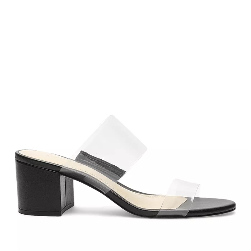 opp france Women’s Mid-heeled Victorie Slippers Sandals Transparent/Black