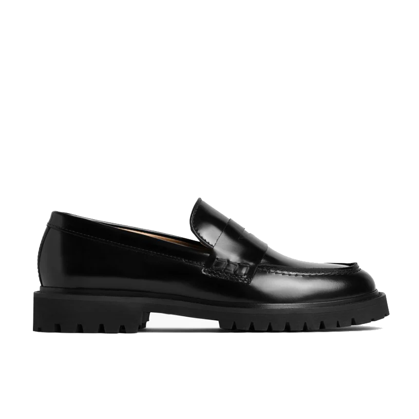 opp france Women’s Non-slip Leather Platform Loafers Black