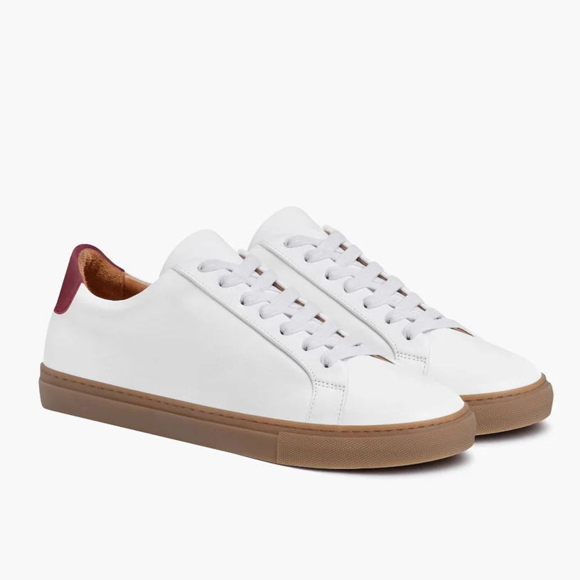 Opp France Women’s Non-slip Wear-resistant Soft Lace-up Simple Casual Shoes White X Burgundy