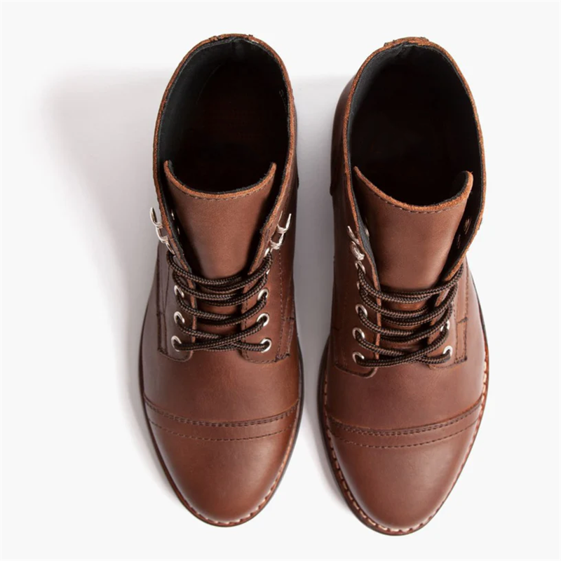 Opp France Women’s Outdoor Mountaineering Lace-up Flat Leather Martin Boots Whiskey