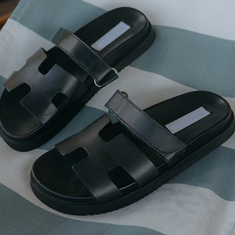 Opp France Women’s Outer Wear Leather Thick-soled Velcro Sandals