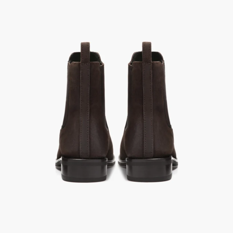 Opp France Women’s Retro Suede Elastic Slip-on Fashionable Boots Dark Brown Suede