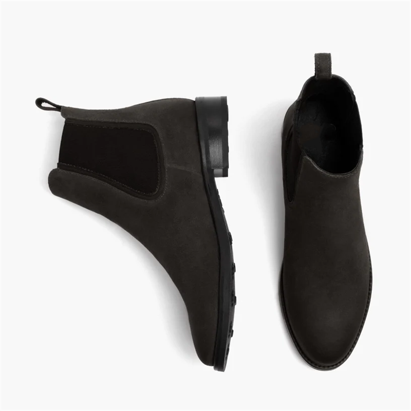 Opp France Women’s Retro Suede Elastic Slip-on Fashionable Boots Shadow Grey