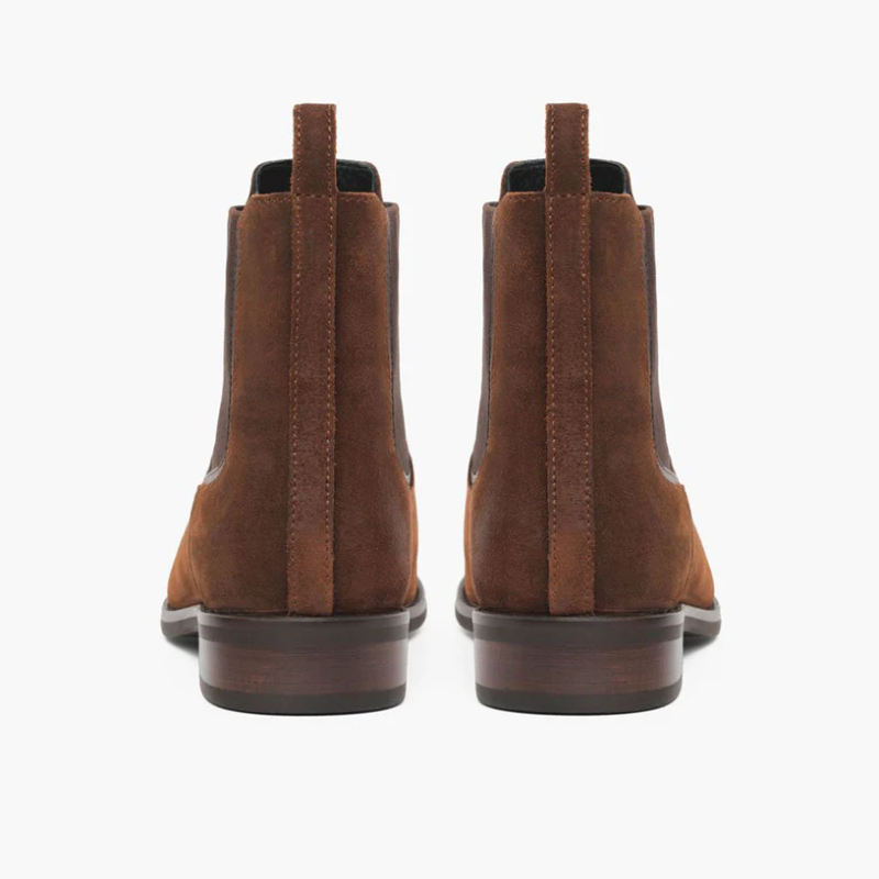 Opp France Women’s Retro Suede Elastic Slip-on Fashionable Boots Cognac Suede