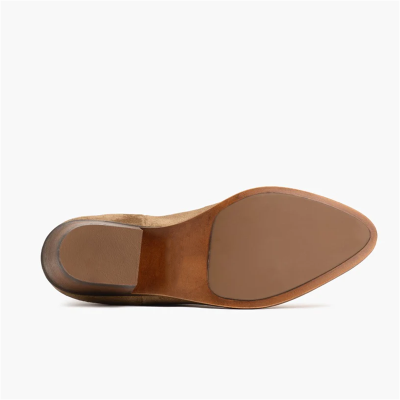 Opp France Women’s Retro Suede Mid-heel Thick-soled Slip-on Trendy Boots Dusty