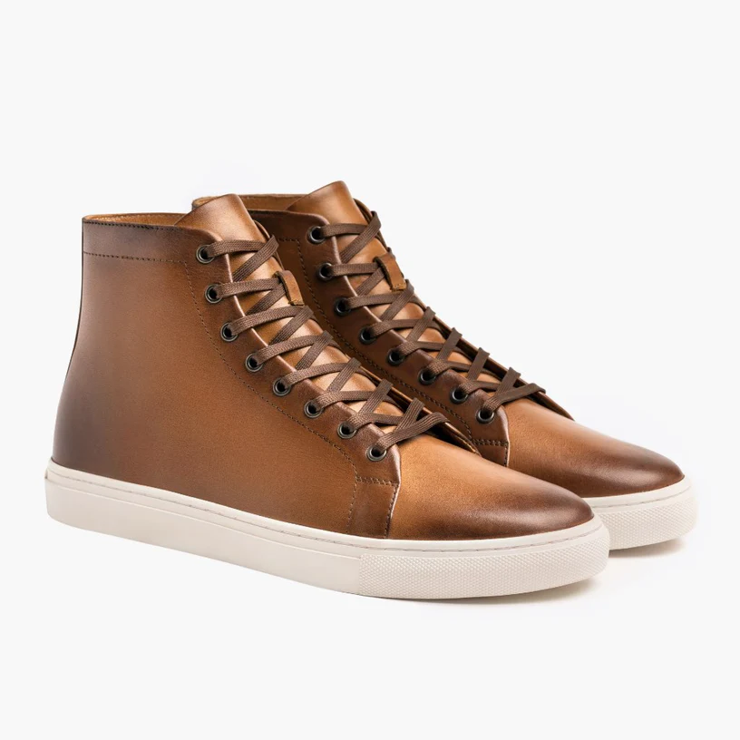 Opp France Women’s Simple Non-slip Lace-up High-top Casual Shoes Toffee