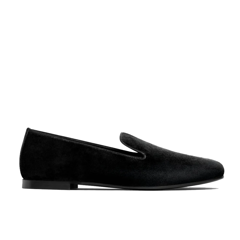 opp france Women’s Soft Suede Round Toe Slip-on Flat Casual Shoes Black Velvet