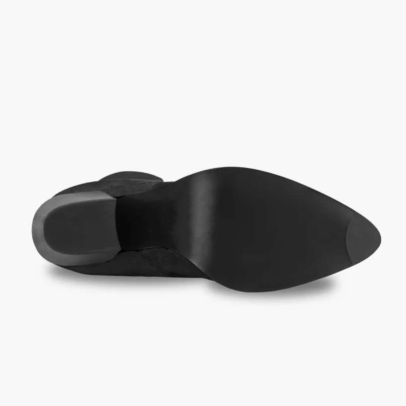 Opp France Women’s Suede Elastic Thick Heel Pointed Toe Over-the-knee Boots Black