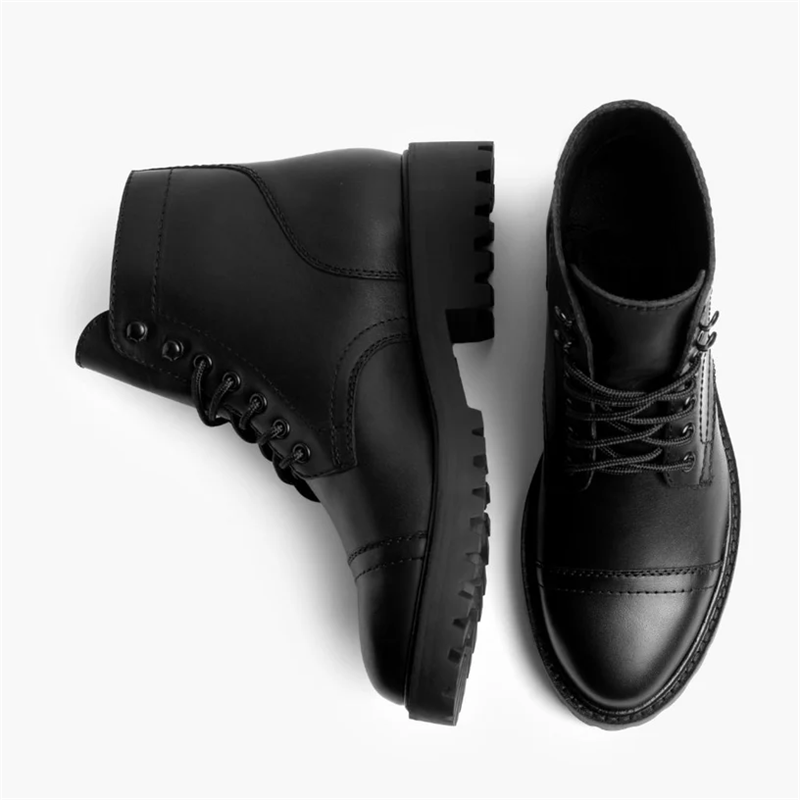 Opp France Women’s Thick-soled Lace-up Fashionable And Versatile Boots Black