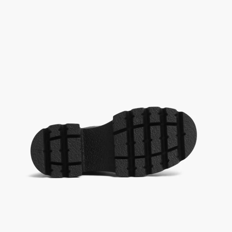 Opp France Women’s Thick-soled Mid-cut Leather Straight-tube Boots Black