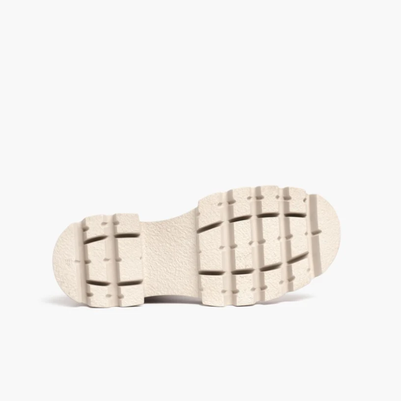 Opp France Women’s Thick-soled Mid-cut Leather Straight-tube Boots Cream