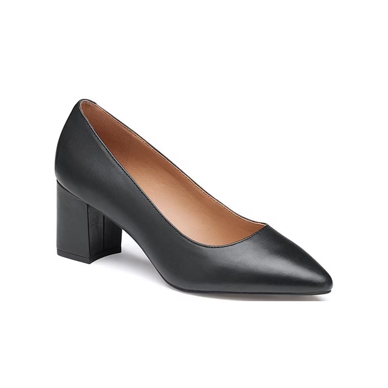 opp france Women’s versatile thick-heeled single shoes soft leather high-heeled shoes