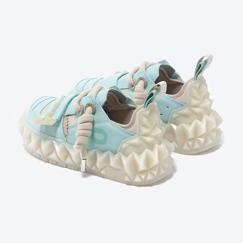 Opp France Women Stylish Velcro Toothed Platform Casual Shoes Blue