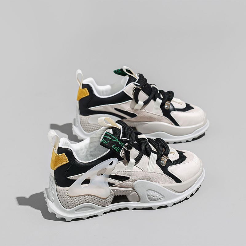 Opp France Women Thick Laces Platform Sneakers Beige