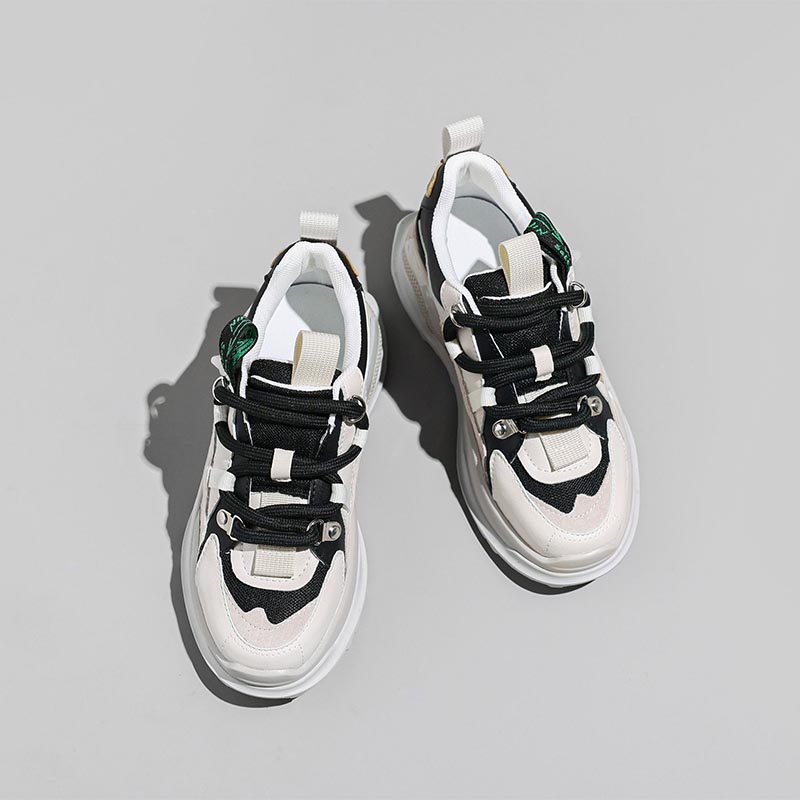 Opp France Women Thick Laces Platform Sneakers Beige