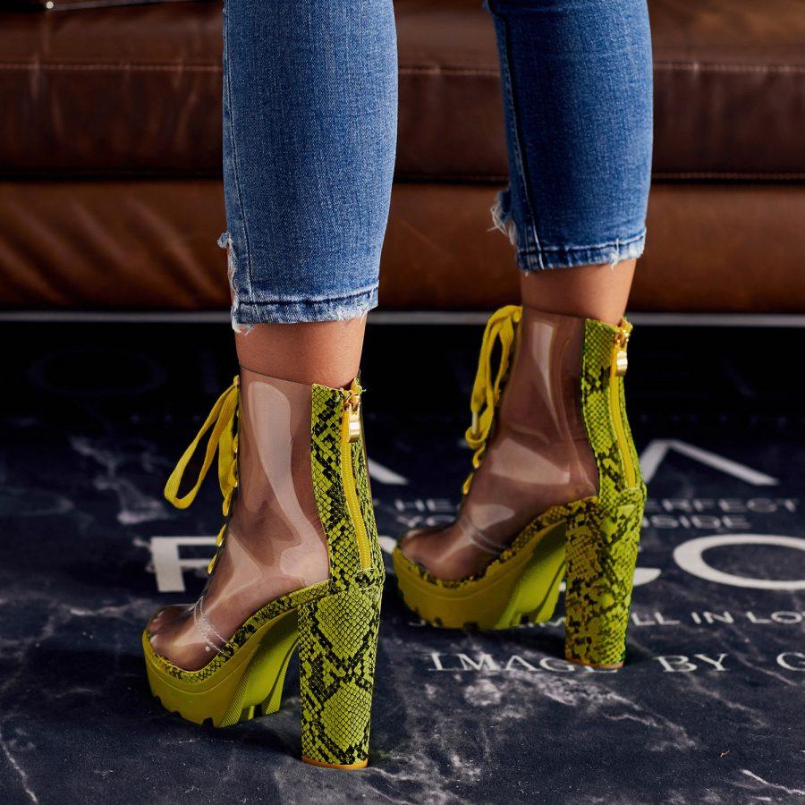 Opp France Women Transparent Lace-Up Platform Sandals