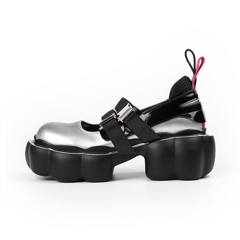 opp france Women Vintage British Platform Leather Shoes