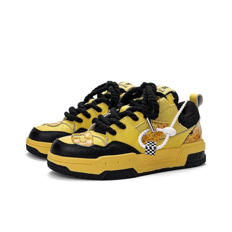 Opp France Yellow And Black Retro Lace Up Trendy Unisex Casual Shoes Board Shoes