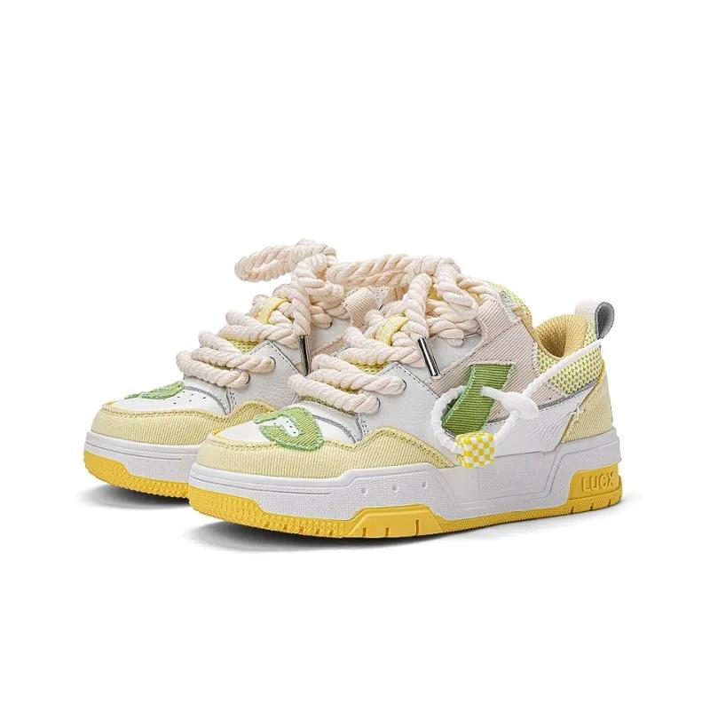 Opp France Yellow Fresh Sweet Thick Lace Up Breathable Women’s Casual Board Shoes