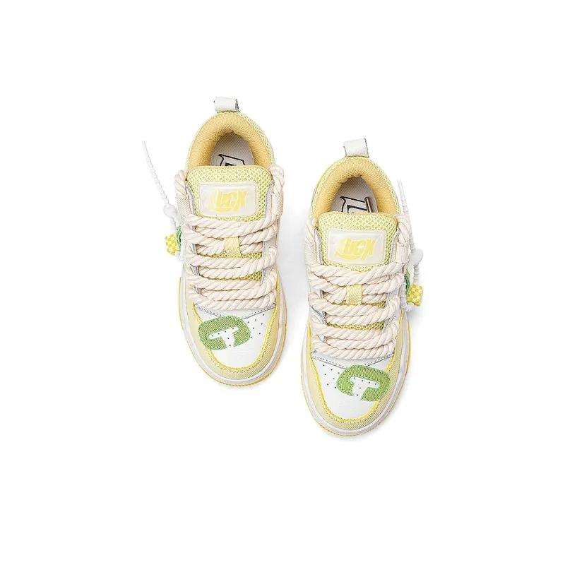 Opp France Yellow Fresh Sweet Thick Lace Up Breathable Women’s Casual Board Shoes