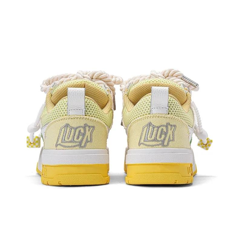 Opp France Yellow Fresh Sweet Thick Lace Up Breathable Women’s Casual Board Shoes