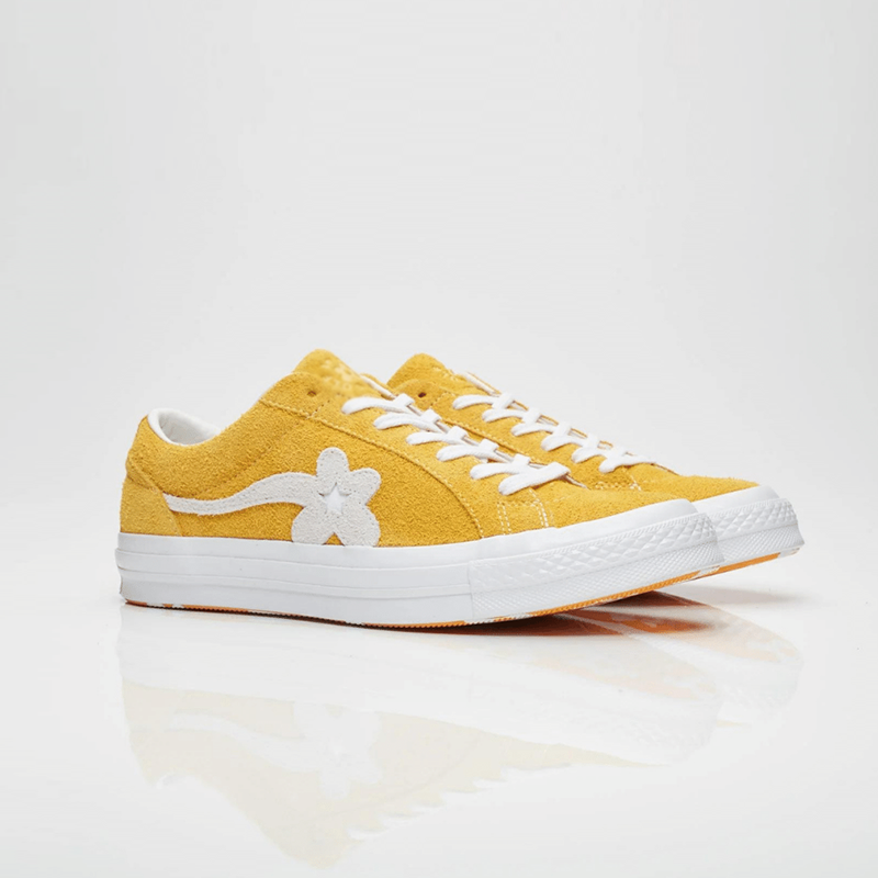 Opp France Yellow Low-top Floral Suede Unisex Casual Shoes