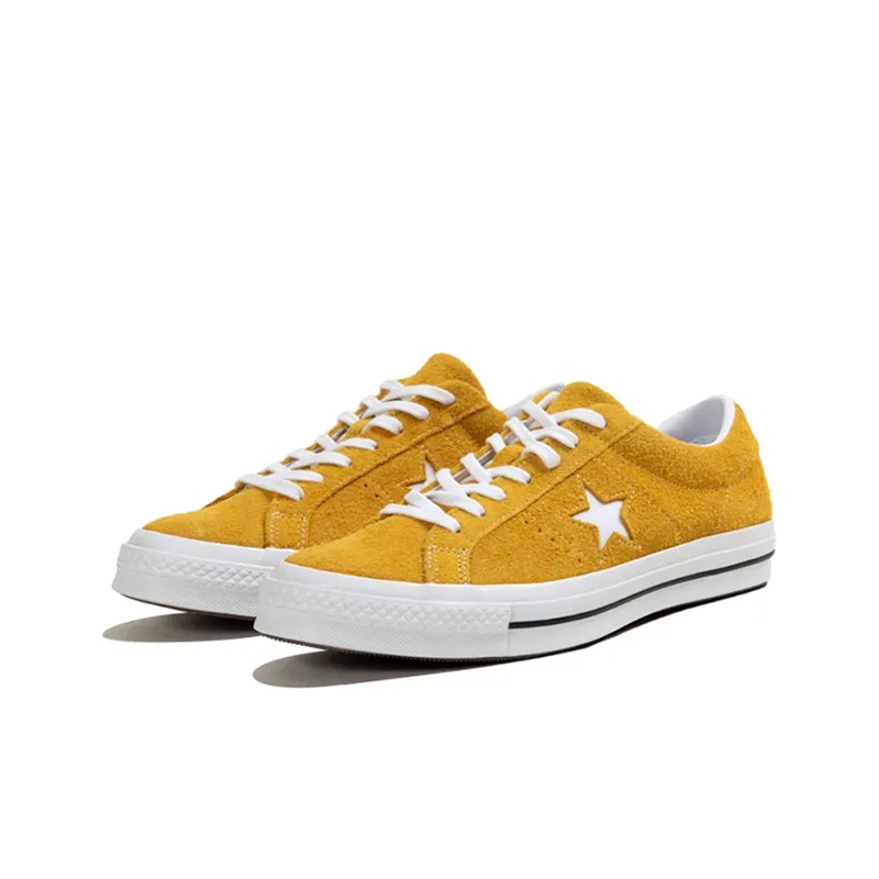 Opp France Yellow Star Lace-up Suede Low-top Unisex Casual Shoes