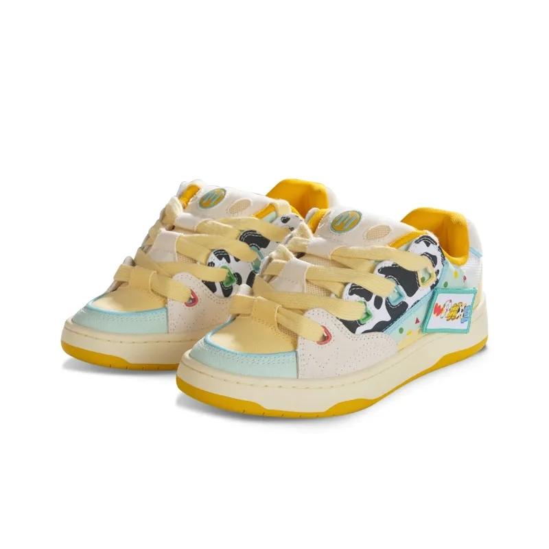 Opp France Yellow White Cow Fashionable And Cute Low Cut Casual Shoes For Both Men And Women