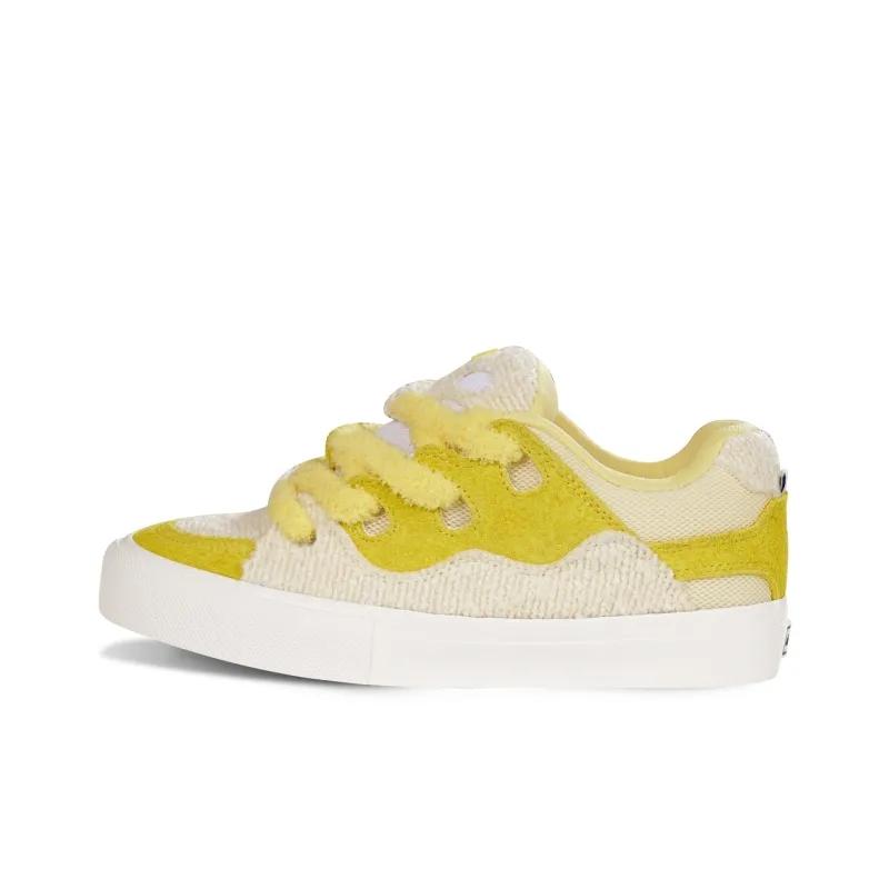 opp france Yellow white lace up temperament unisex casual shoes