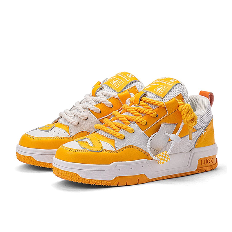 Opp France Yellow White Lace Up Trendy Retro Unisex Board Shoes