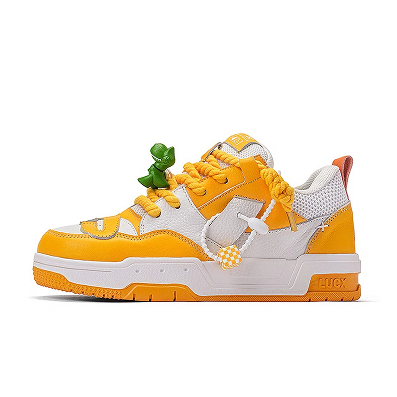 opp france Yellow white lace up trendy retro unisex board shoes