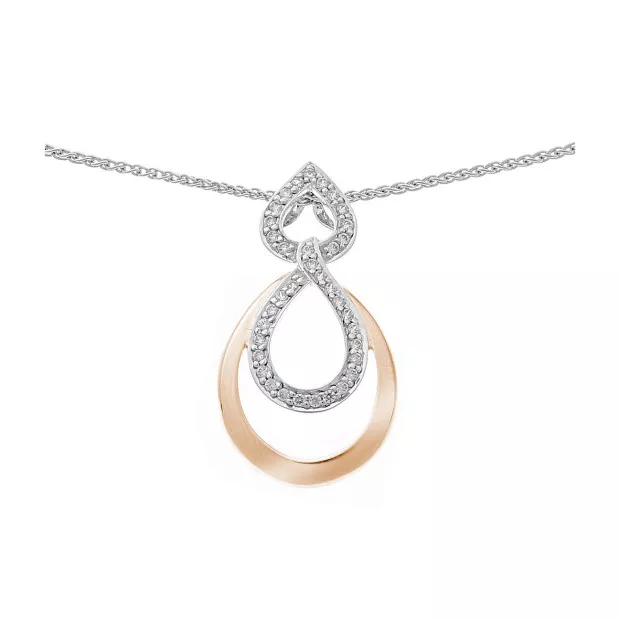 Orphelia 'Amber' Women's Sterling Silver Set: Chain-Pendant + Earrings - Silver/Rose SET-7092/1