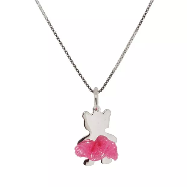 Orphelia Bear Bow Silver Chain With Pendant ZH-7132