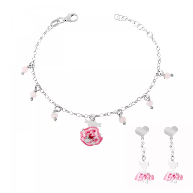 orphelia Child's Silver Set: Bracelet + Earrings SET-7133