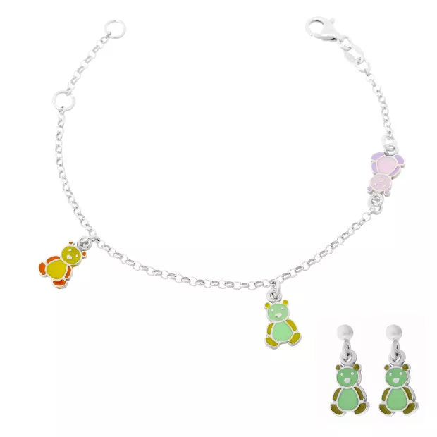 orphelia Child's Silver Set: Bracelet + Earrings SET-7140/GR