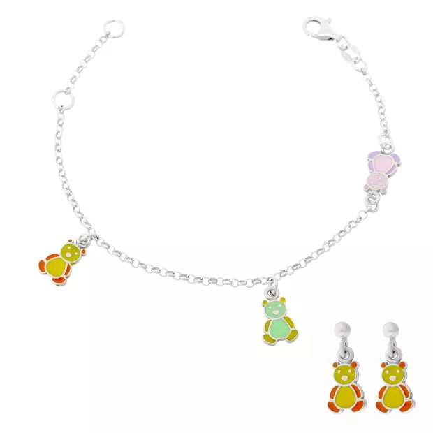 orphelia Child's Silver Set: Bracelet + Earrings SET-7140/YE