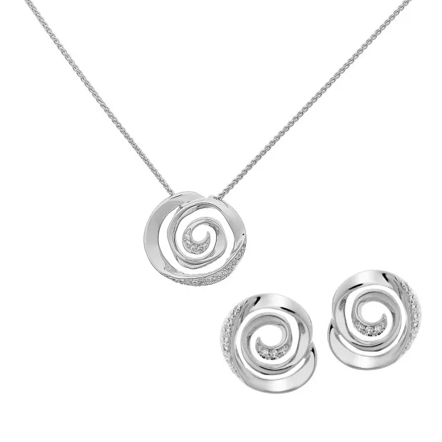 orphelia 'Cora' Women's Sterling Silver Set: Chain-Pendant + Earrings - Silver SET-7087