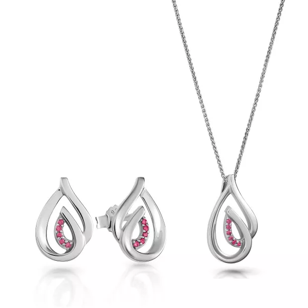 orphelia Dazzle Silver Set: Chain-pendant + Earrings SET-7518/R