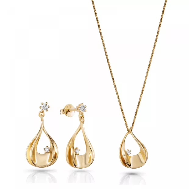 orphelia Etoile Silver Set: Chain-pendant + Earrings SET-7524/G