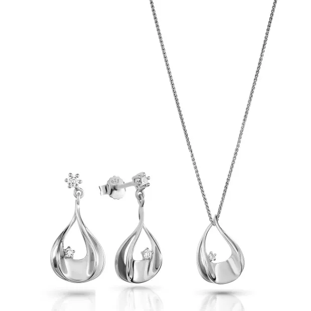 orphelia Etoile Silver Set: Chain-pendant + Earrings SET-7524