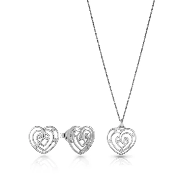 orphelia Euphoria Silver Set: Chain-pendant + Earrings SET-7522