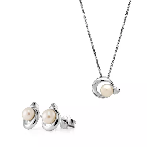 orphelia Mathilde Silver Set: Chain-pendant + Earrings SET-7510