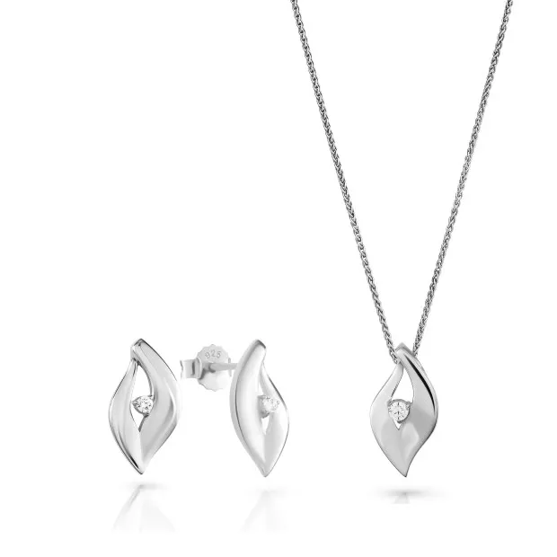 orphelia Milan Silver Set: Chain-pendant + Earrings SET-7519