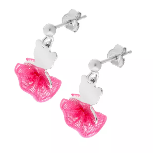 Orphelia Bear Bow Silver Drop Earrings ZO-7132